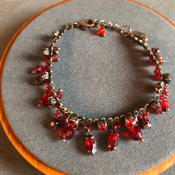 Red copper and rhinestone bracelet - Picture 2 of 3